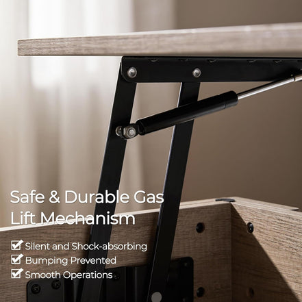 Lift Top Coffee Table with Hidden Compartment and Storage Shelf