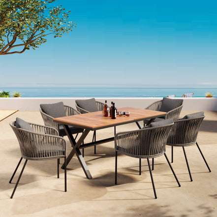 7 Pieces Patio Dining Set, All-Weather Outdoor Furniture Set