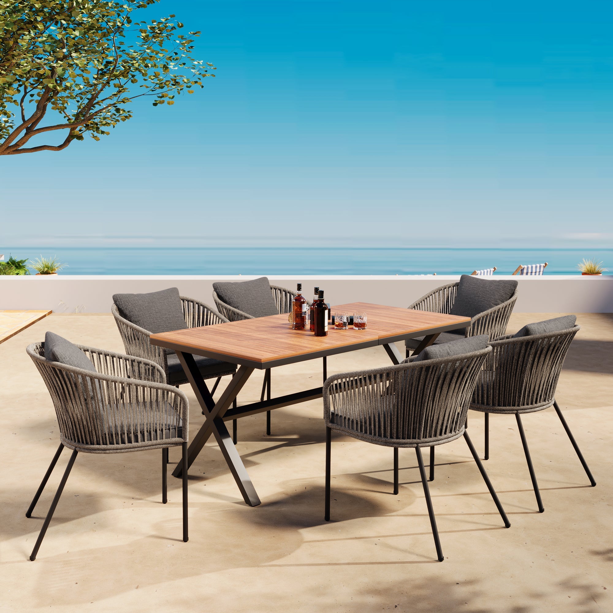 7 Pieces Patio Dining Set, All-Weather Outdoor Furniture Set