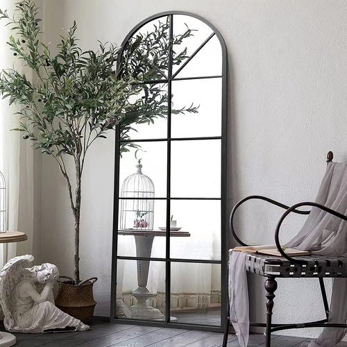 Large Arched Window Pane Mirror