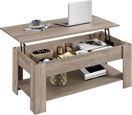 Lift Top Coffee Table with Hidden Compartment and Storage Shelf