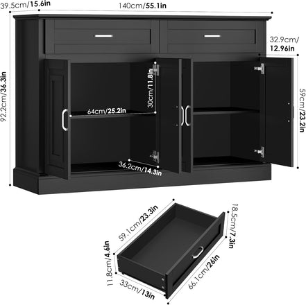 Sideboard Buffet Cabinet with Storage, 55.1"