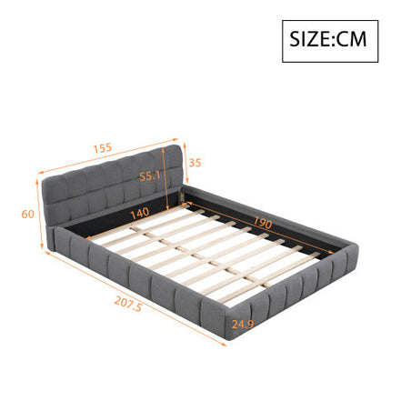 81.7" Upholstered Double Bed with Soft Linen Backrest