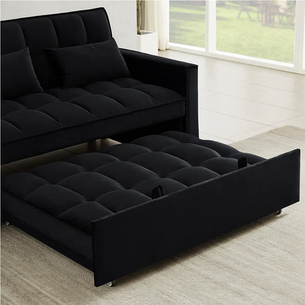 Velvet Sofa Bed with Adjustable Pull Out
