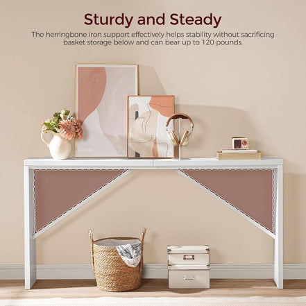 White Console Table, 62.2"