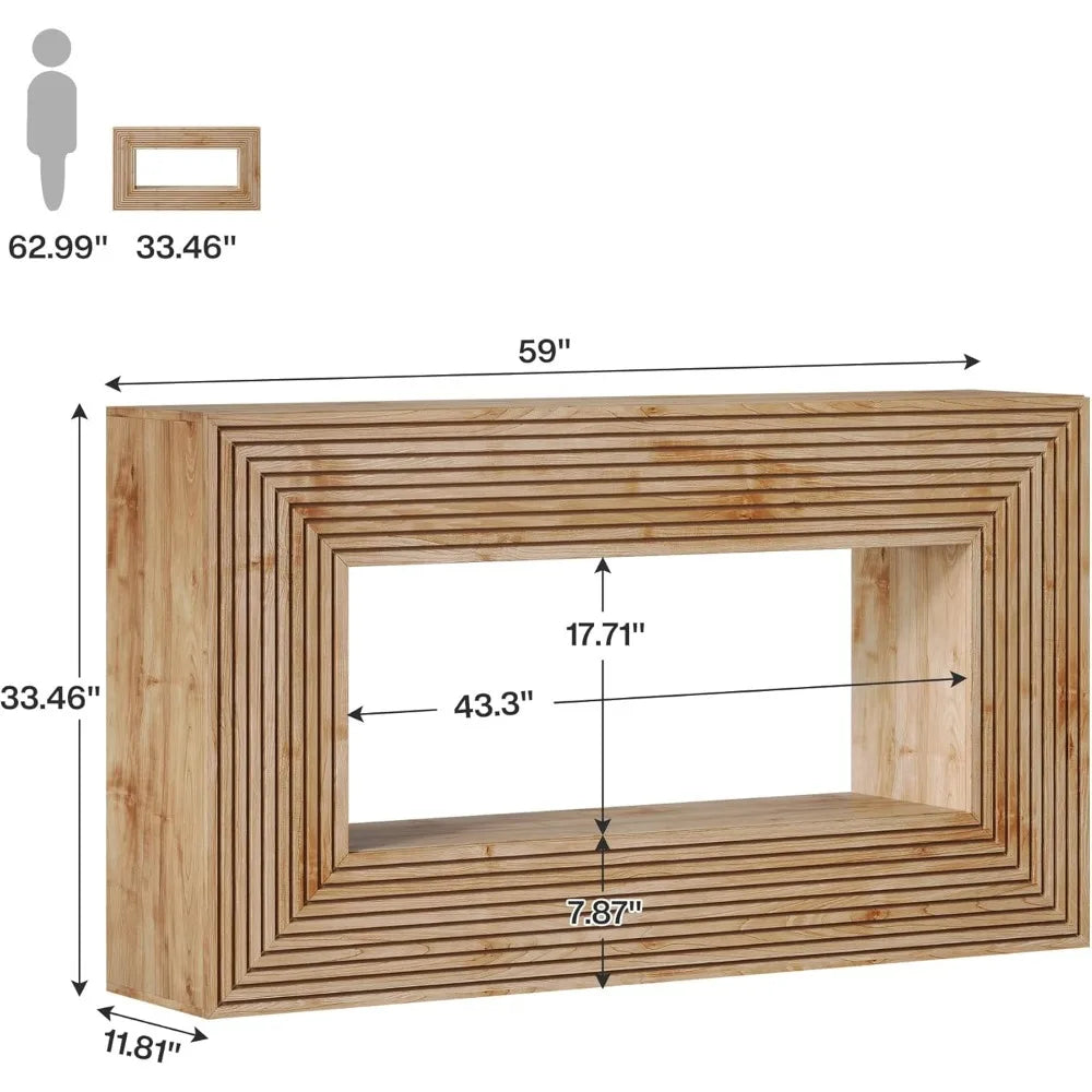 Farmhouse Fluted Entryway Table with Storage