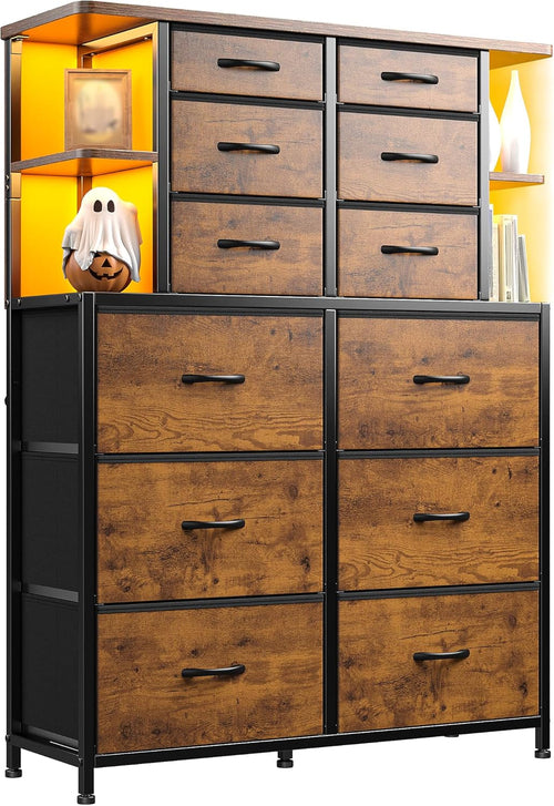 Bedroom Dresser with LED Lights (12 Drawers)