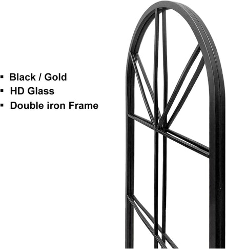 Large Arched Window Pane Mirror