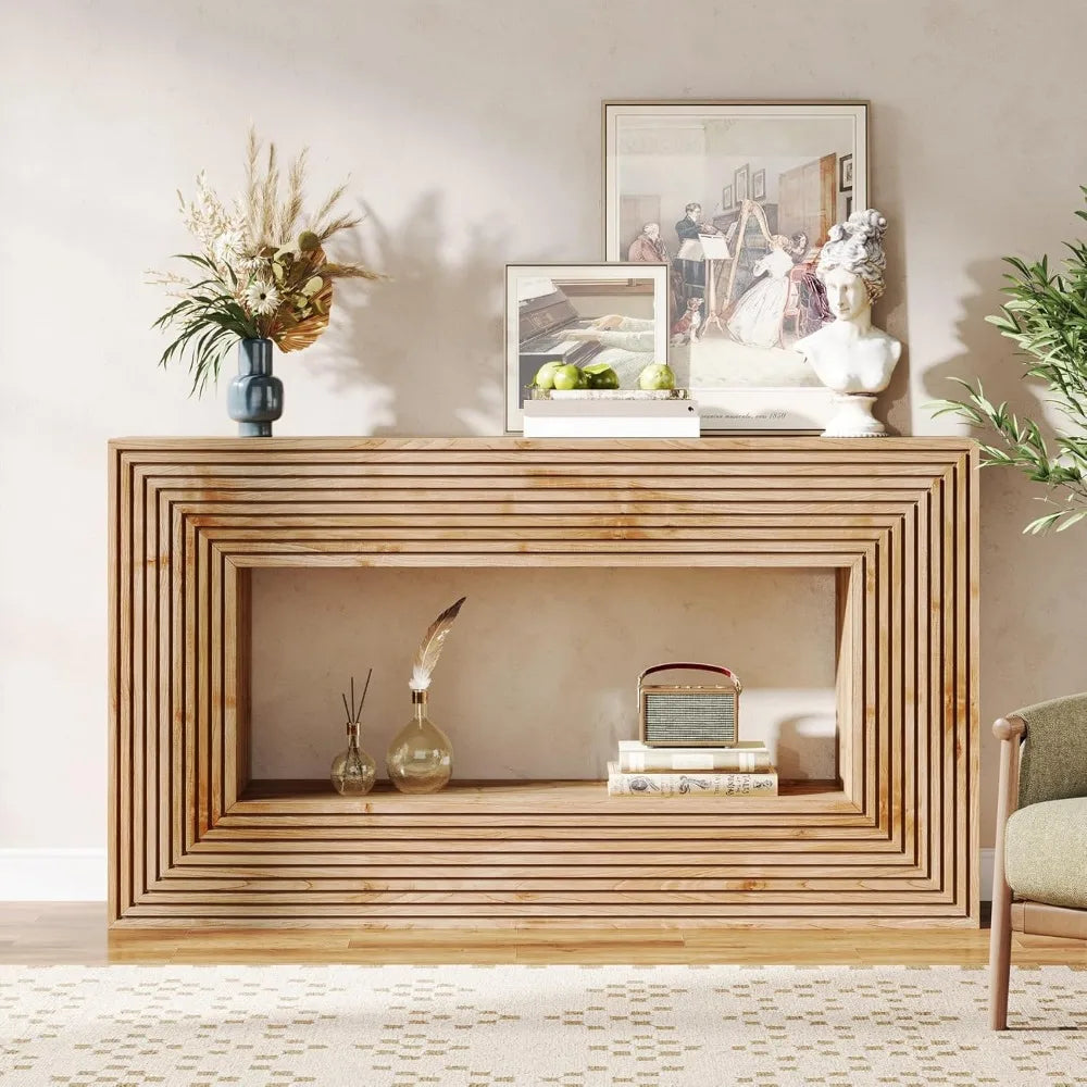 Farmhouse Fluted Entryway Table with Storage