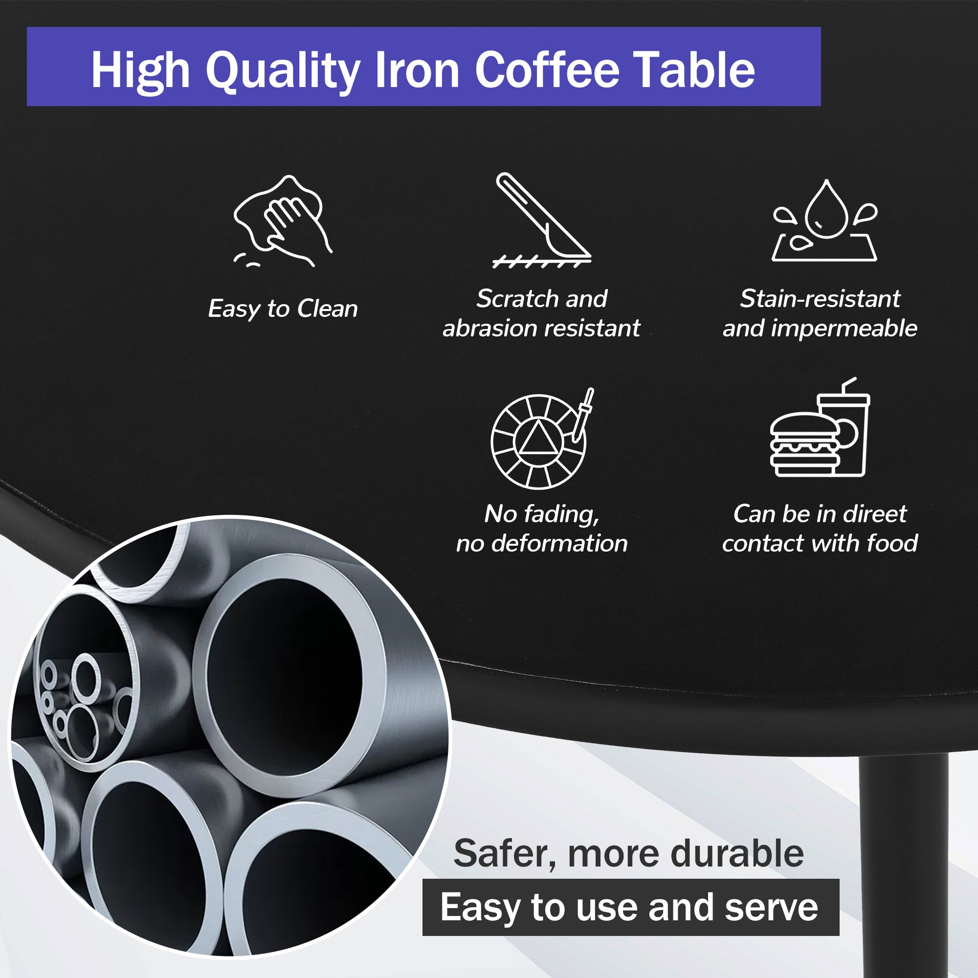 Patio Half- Moon Curved Outdoor Furniture Sofa Set with Coffee Table,