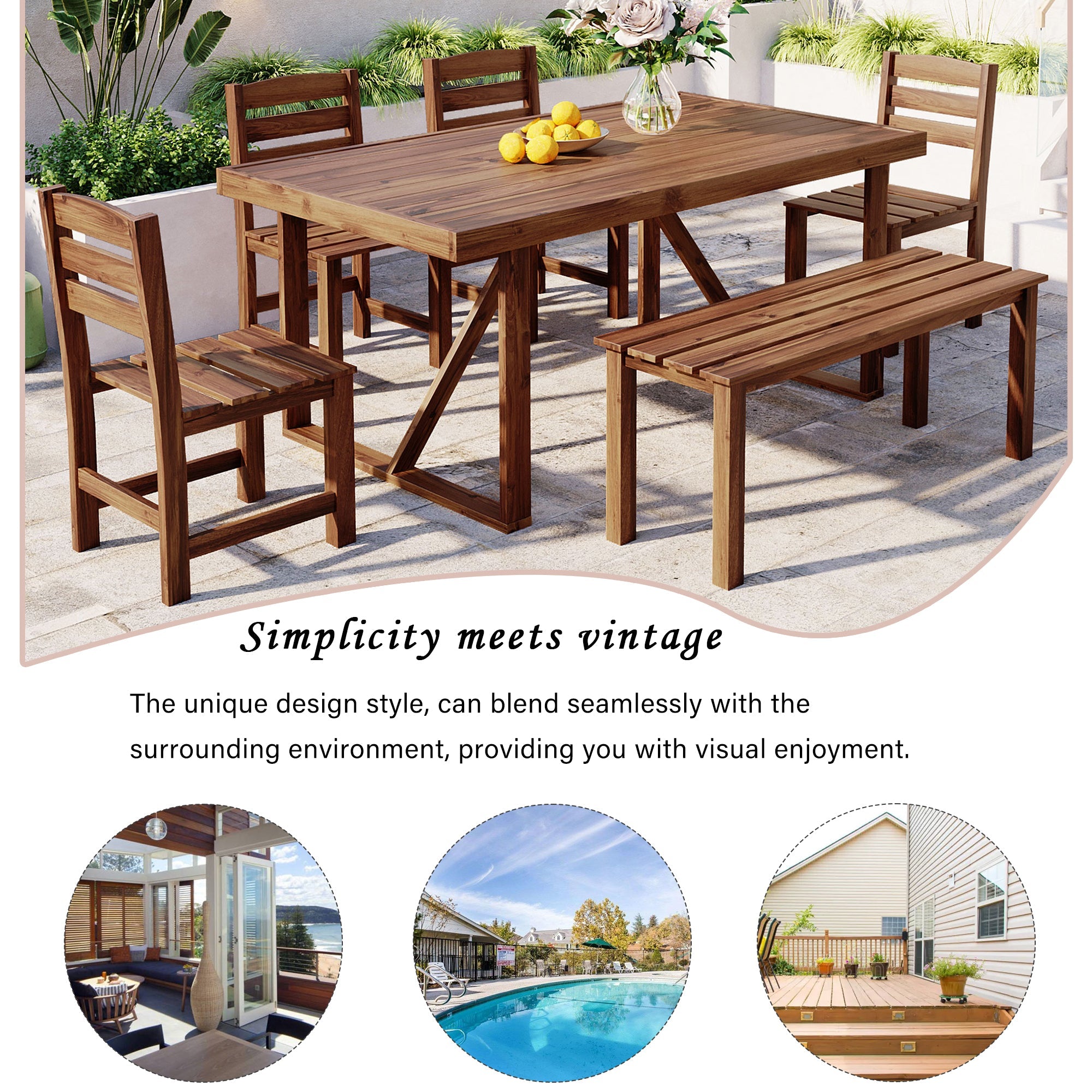 Acacia Wood Outdoor Table Set