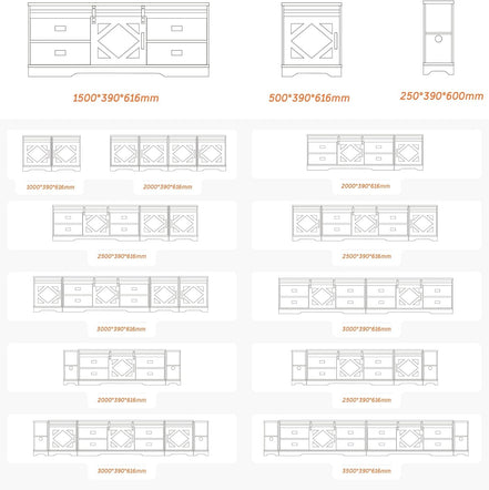 98.4" Wide TV Stand for Tvs up to 110",Faux Bark Finish Wood