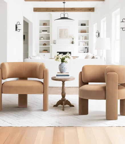 COLAMY Modern Velvet Accent Chairs Set of 2, Upholstered Barrel Chairs, Comfy Side Arm Chairs with 3 Legs for Living Room, Bedroom, Reading, Khaki