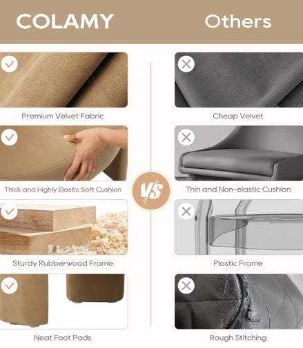 COLAMY Modern Velvet Accent Chairs Set of 2, Upholstered Barrel Chairs, Comfy Side Arm Chairs with 3 Legs for Living Room, Bedroom, Reading, Khaki