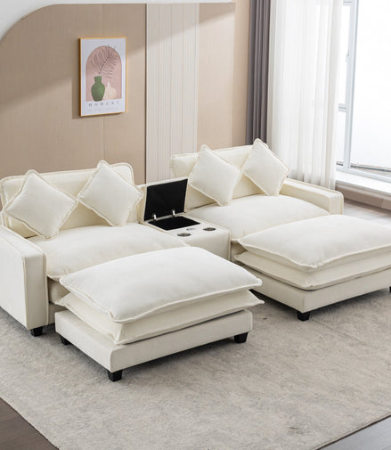 112.6" Sectional Sofa Chenille Upholstered Sofa