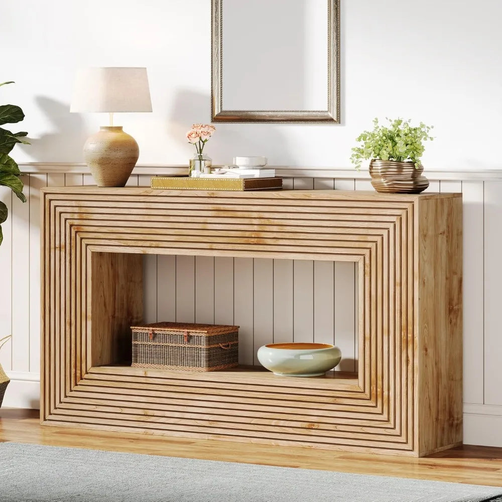 Farmhouse Fluted Entryway Table with Storage
