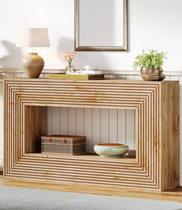 Farmhouse Fluted Entryway Table with Storage