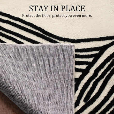 YIHOUSE 5×8 Ft Area Rugs, Abstract Washable Rug, Modern Black and White Rug for Bedroom Living Room Dining Room Office Playroom Nursery, Nonslip Throw Non-Shedding Thin Contemporary Striped Rugs