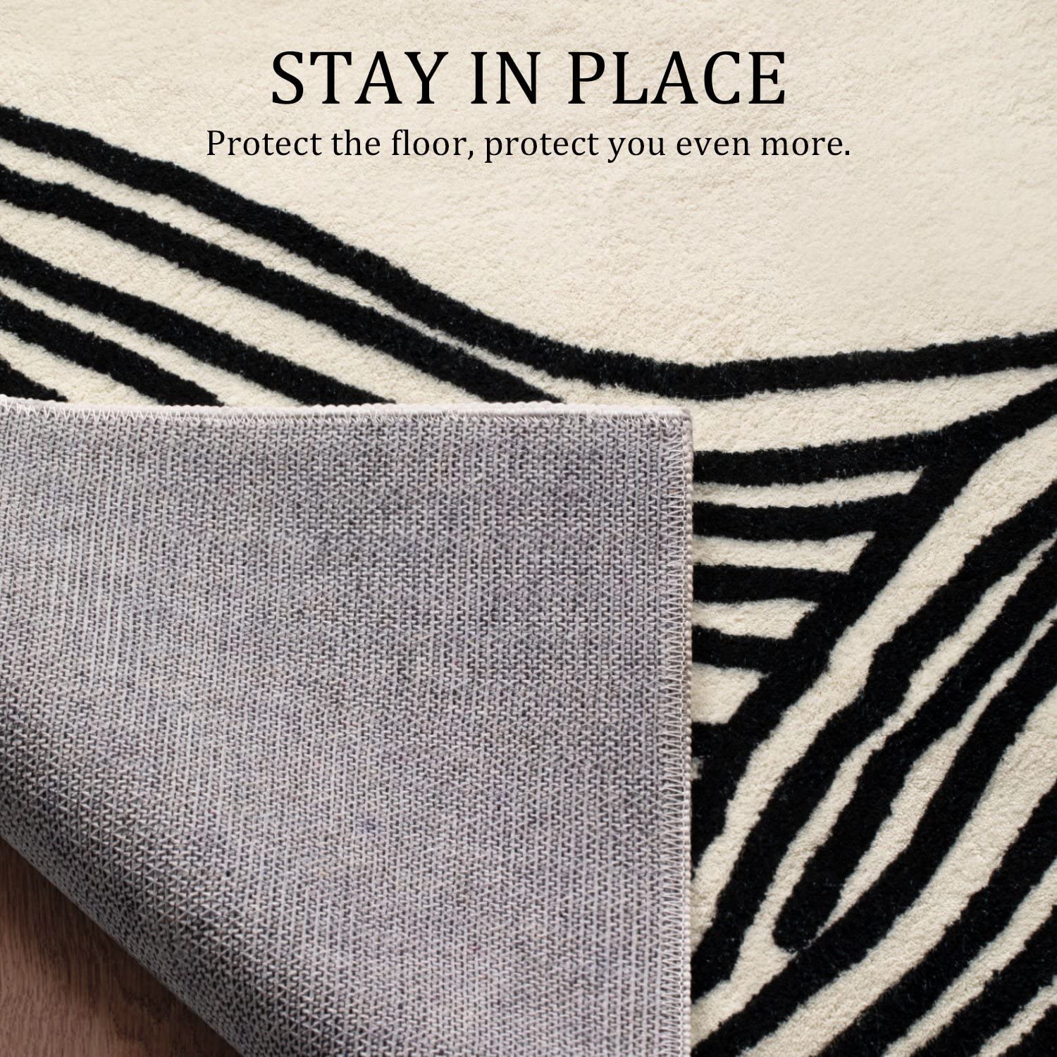 YIHOUSE 5×8 Ft Area Rugs, Abstract Washable Rug, Modern Black and White Rug for Bedroom Living Room Dining Room Office Playroom Nursery, Nonslip Throw Non-Shedding Thin Contemporary Striped Rugs