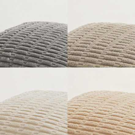 Fancy Homi 4 Packs Neutral Decorative Throw Pillow Covers 18x18 Inch for Living Room Couch Bed Sofa, Rustic Farmhouse Boho Home Decor, Soft Plush Striped Corduroy Square Cushion Case 45x45 cm