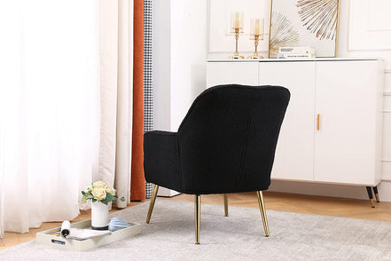 Golden-Legged Black Teddy Chair