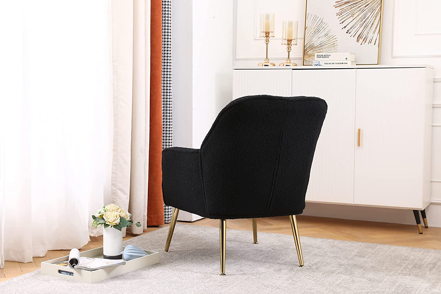 Golden-Legged Black Teddy Chair