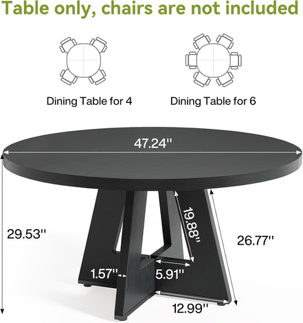 Round Dining Table for 4-6 People