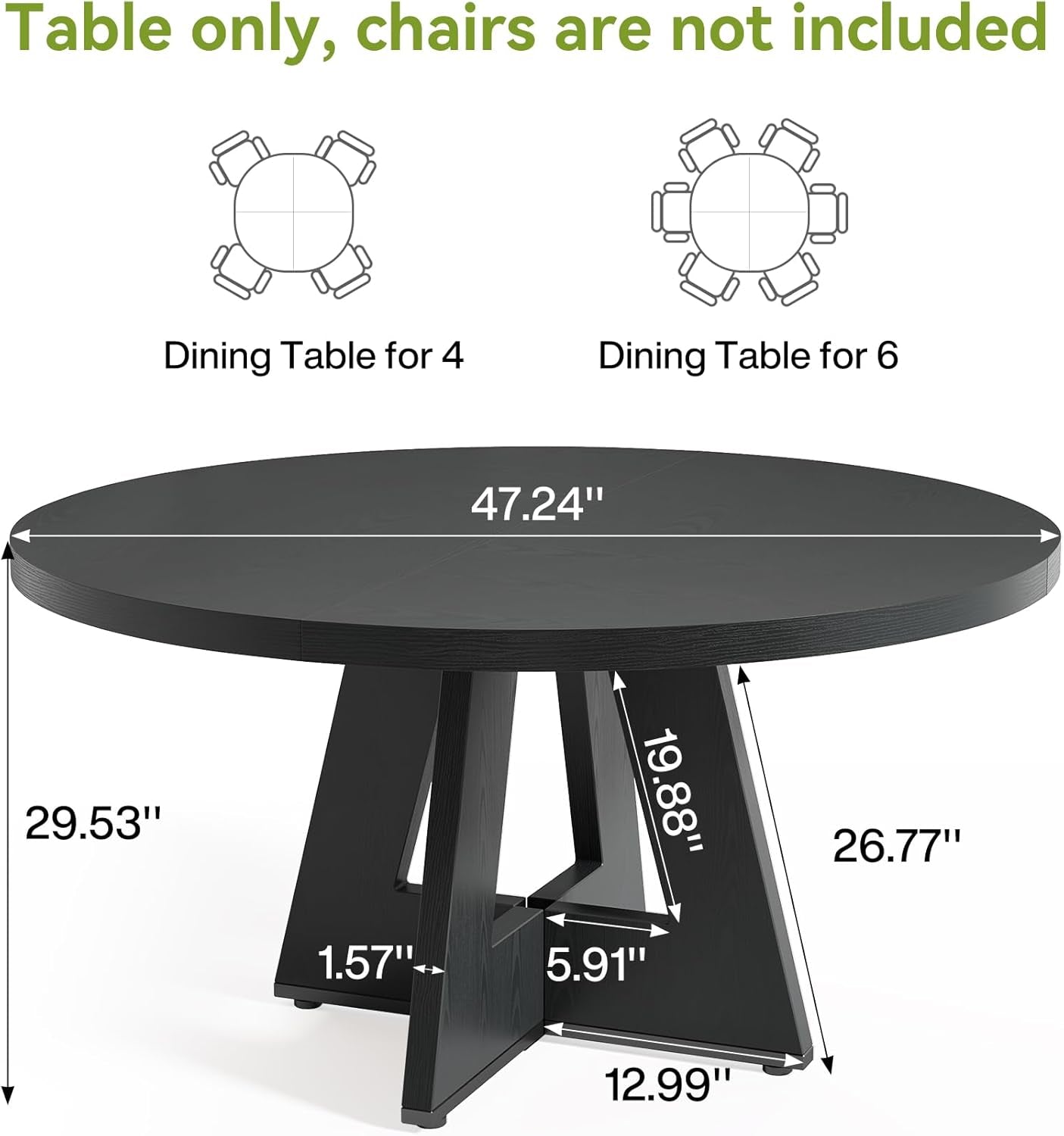 Round Dining Table for 4-6 People