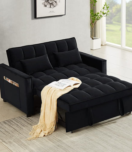 Velvet Sofa Bed with Adjustable Pull Out