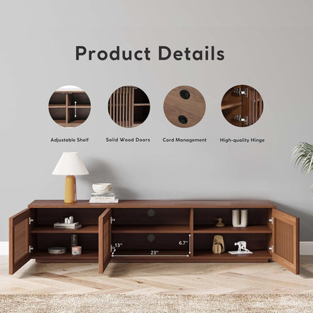 Mid Century Modern TV Stand, Solid Wood Media Console for 65 Inch TV