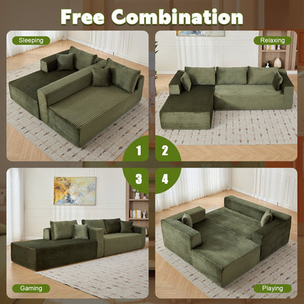 Olive L-Shaped Compression Sofa