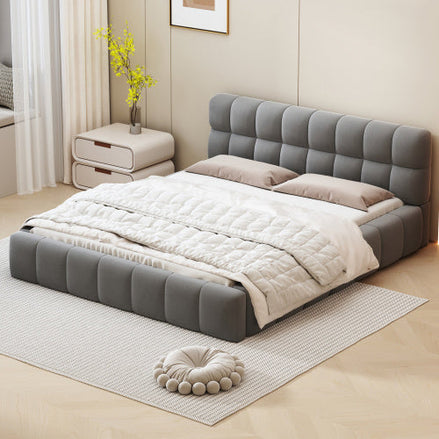 81.7" Upholstered Double Bed with Soft Linen Backrest