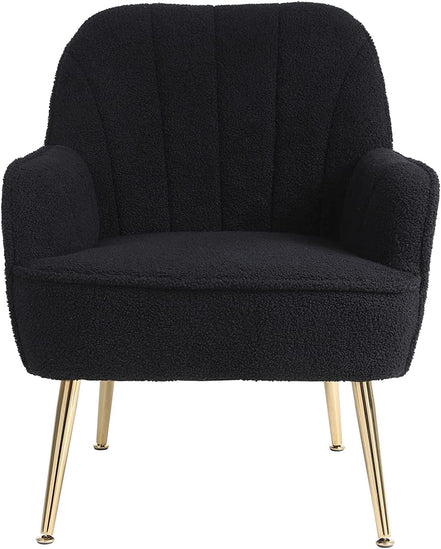 Golden-Legged Black Teddy Chair