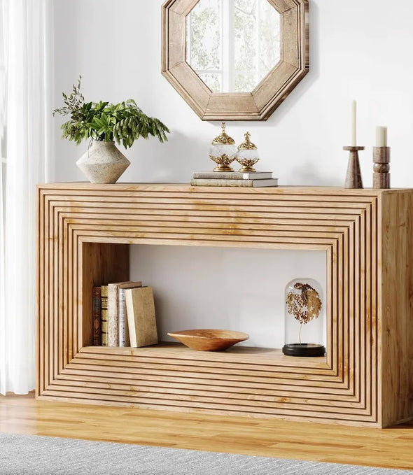Farmhouse Fluted Entryway Table with Storage
