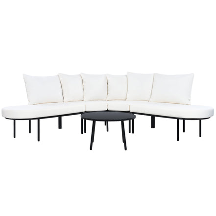 Patio Half- Moon Curved Outdoor Furniture Sofa Set with Coffee Table,