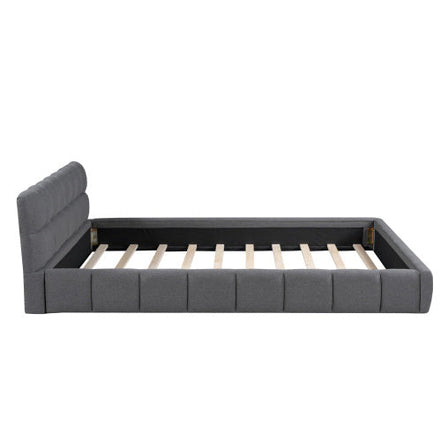 81.7" Upholstered Double Bed with Soft Linen Backrest