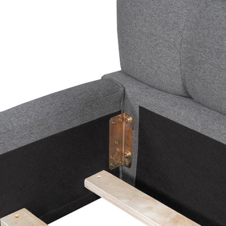 81.7" Upholstered Double Bed with Soft Linen Backrest