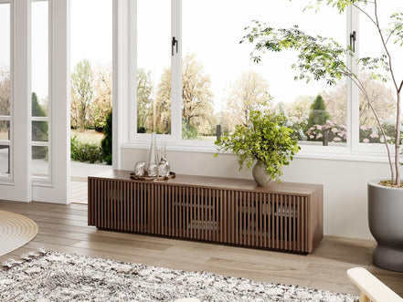 Mid Century Modern TV Stand, Solid Wood Media Console for 65 Inch TV