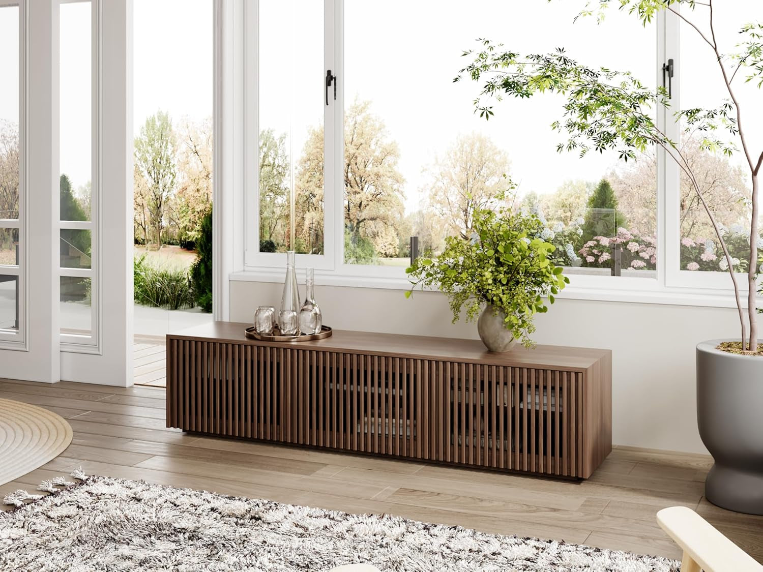 Mid Century Modern TV Stand, Solid Wood Media Console for 65 Inch TV