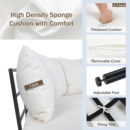 Patio Half- Moon Curved Outdoor Furniture Sofa Set with Coffee Table,