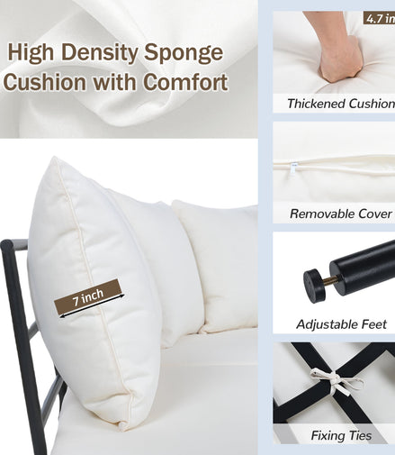 Patio Half- Moon Curved Outdoor Furniture Sofa Set with Coffee Table,