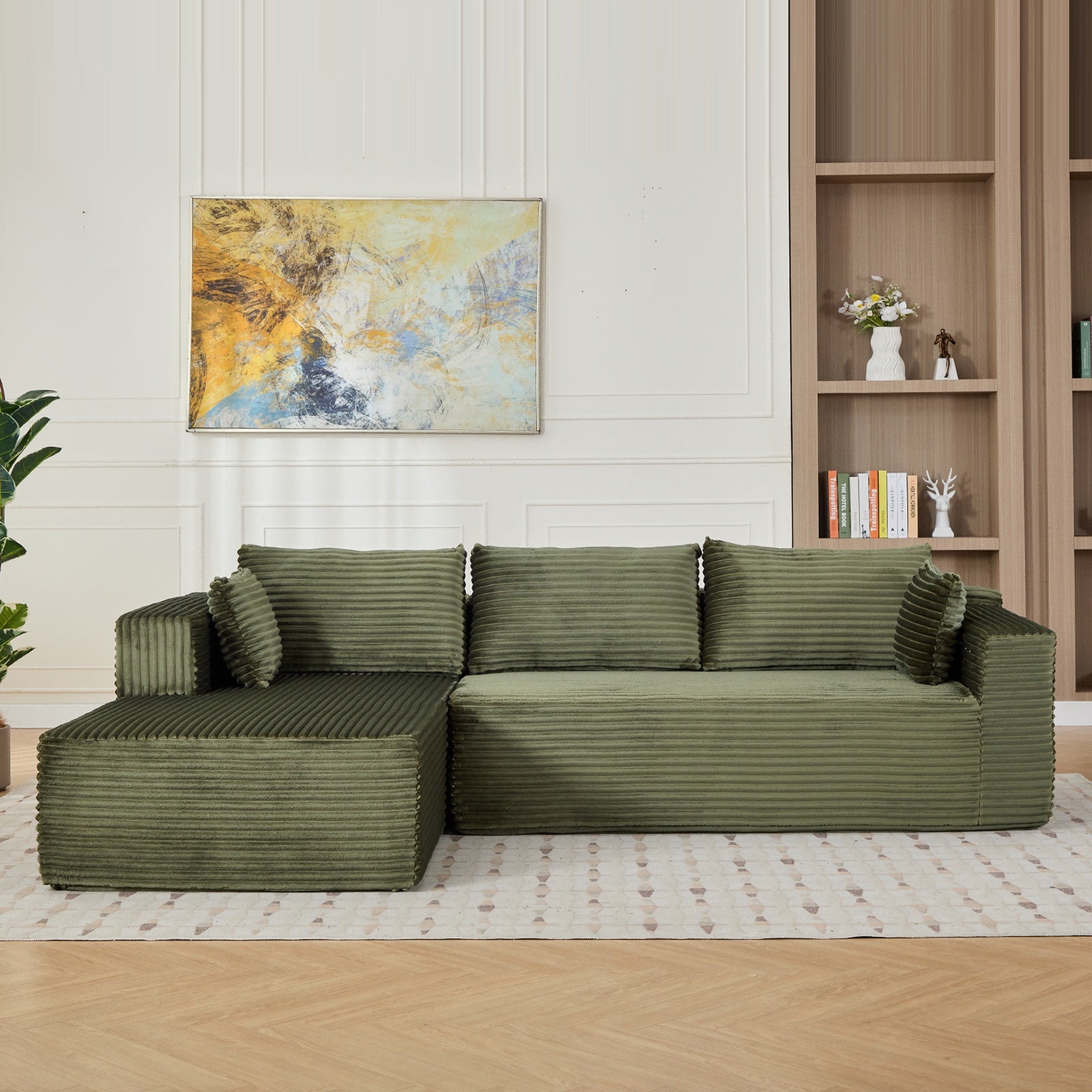 Olive L-Shaped Compression Sofa