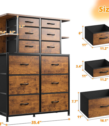 Bedroom Dresser with LED Lights (12 Drawers)