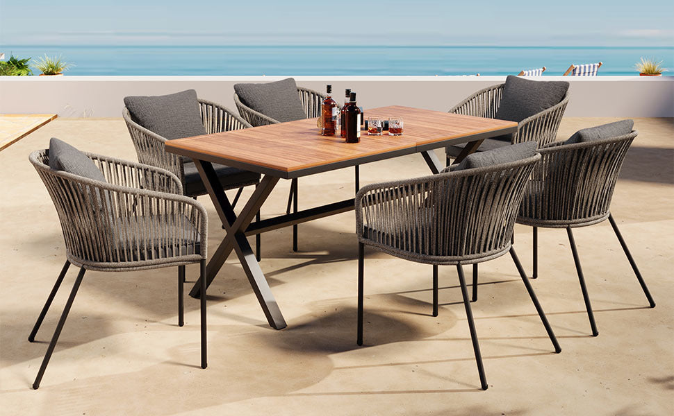 7 Pieces Patio Dining Set, All-Weather Outdoor Furniture Set