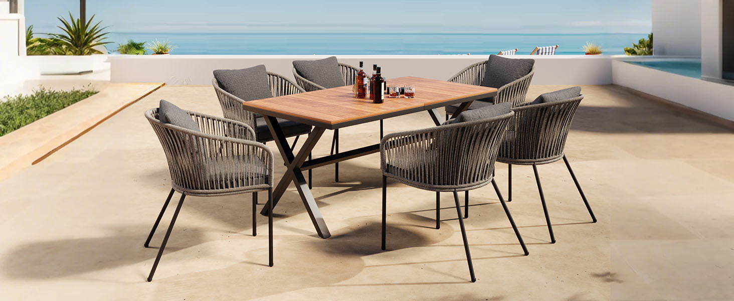 7 Pieces Patio Dining Set, All-Weather Outdoor Furniture Set