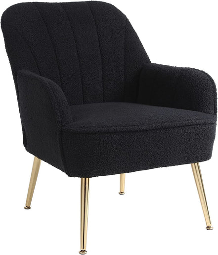 Golden-Legged Black Teddy Chair