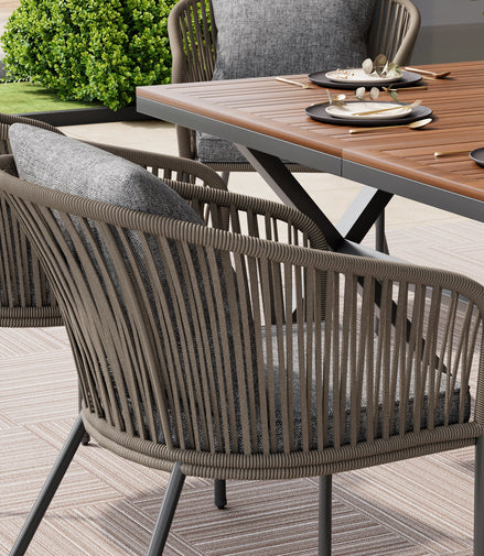 7 Pieces Patio Dining Set, All-Weather Outdoor Furniture Set