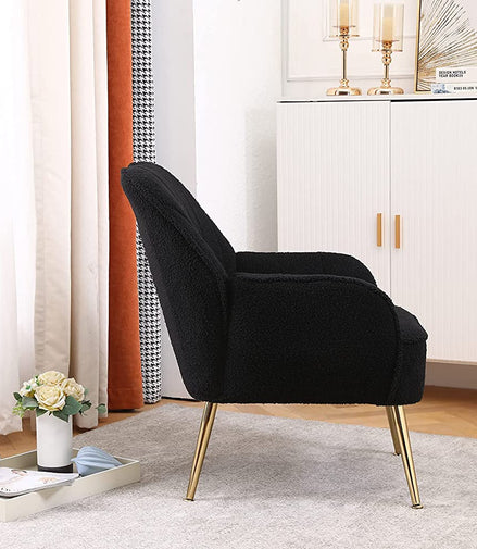 Golden-Legged Black Teddy Chair