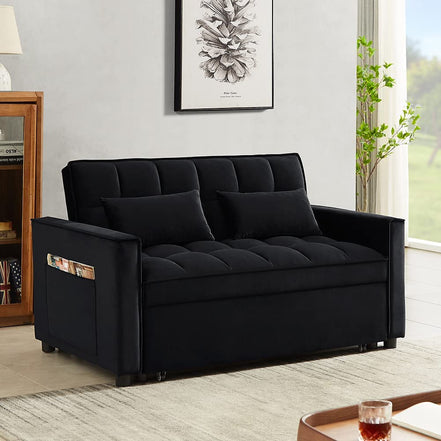 Velvet Sofa Bed with Adjustable Pull Out