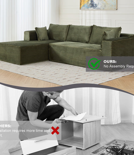 Olive L-Shaped Compression Sofa